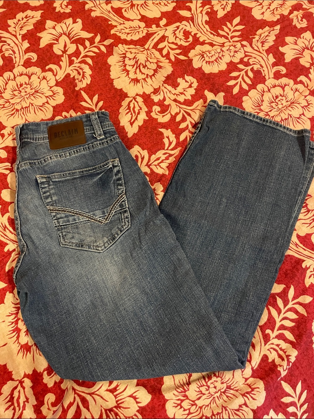 Reclaimed Vintage Men's Blue Bootcut Jeans